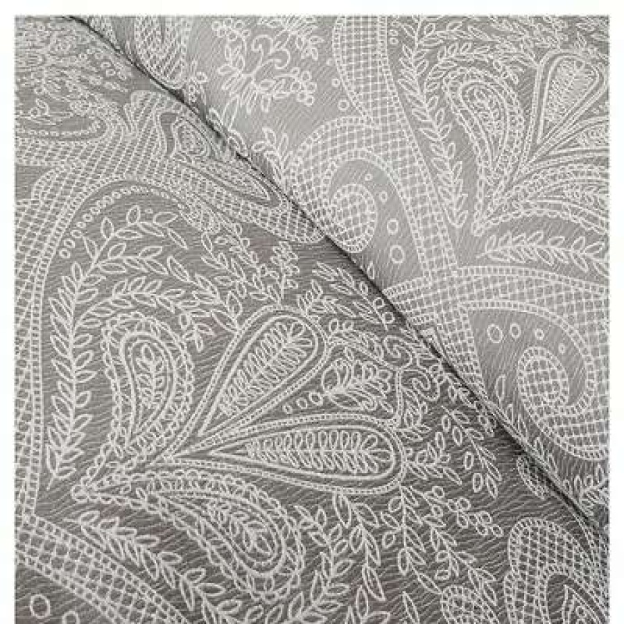 Comforter Bedding Sets * | Top 10 Madison Park Devin Medallion Paisley Comforter Set Gray 7Pc