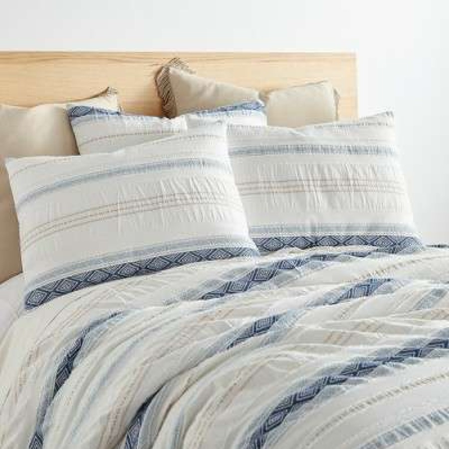 Quilt Bedding Sets * | Top 10 Pickford Blue Comforter Set Taupe, Blue & Cream Levtex Home