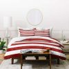 Duvet Cover Bedding Sets * | Top 10 Deny Designs Monika Strigel Farmhouse Shabby Stripes Red