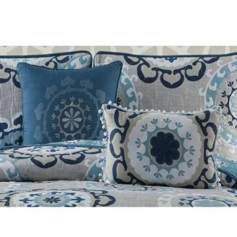 Quilt Bedding Sets * | Budget Geneva Home Fashion Elsa Quilt Set 5Pc Blue