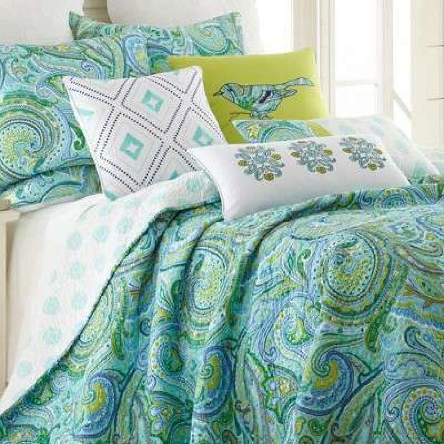 Quilt Bedding Sets * | Best Deal Darjeeling Teal Quilt And Pillow Sham Set Levtex Home