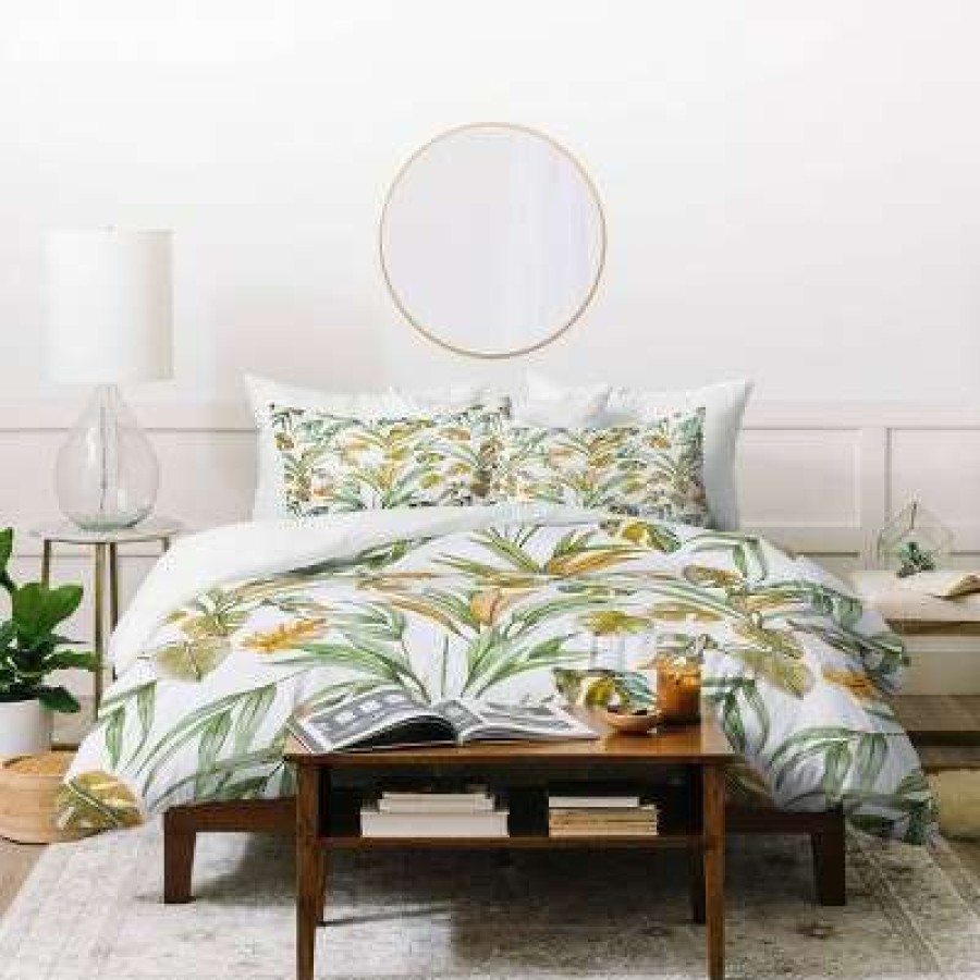 Duvet Cover Bedding Sets * | Budget Marta Barragan Camarasa Sweet Tropical Botany Duvet Set Deny Designs Green