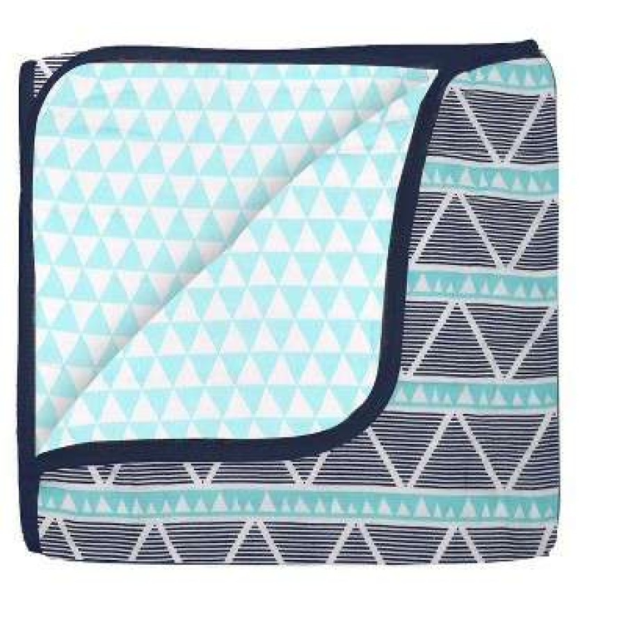 Comforter Bedding Sets * | Best Deal Bacati Boys Triangles Aqua Navy 10 Pc Crib Bedding Set With 4 Swaddling Blankets