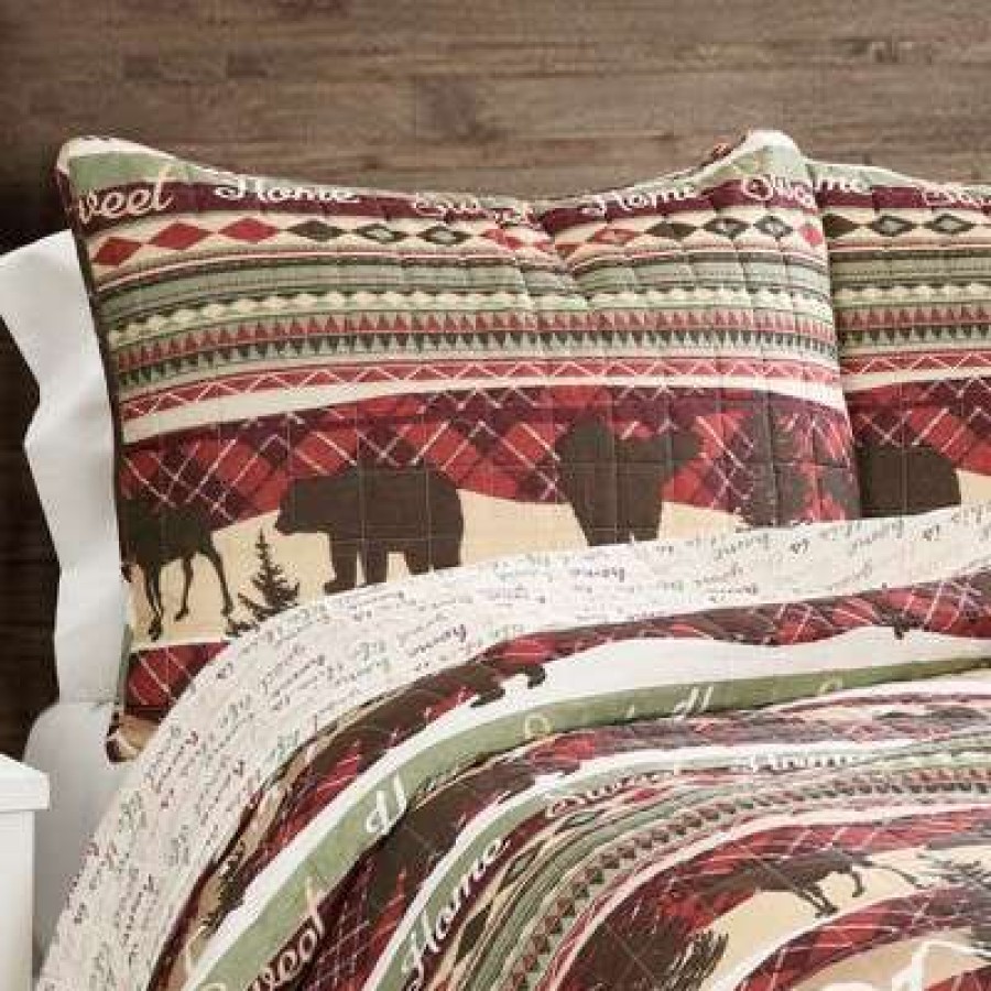 Quilt Bedding Sets * | Promo Lush Decor 3Pc Lodge Reversible Quilt Set Red/Brown Lush Decor