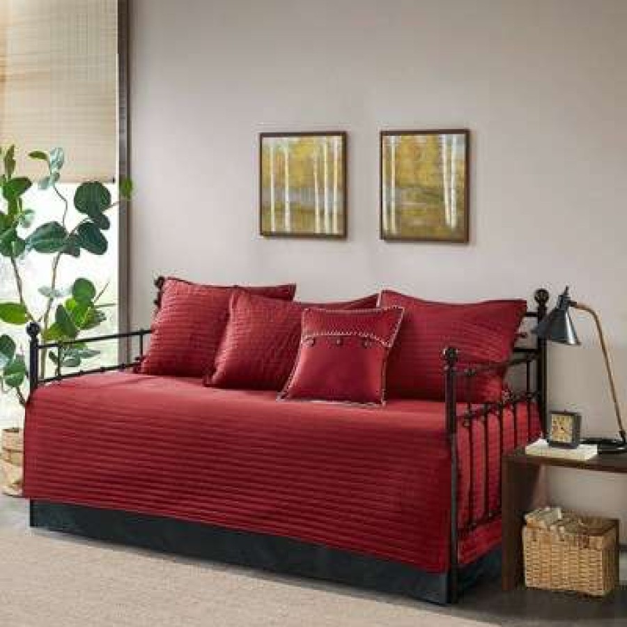 Bedspread Bedding Sets * | Promo Madison Park 6Pc Warren Reversible Daybed Cover Set Red