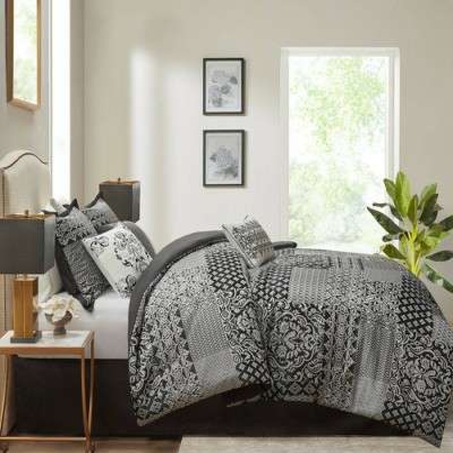 Comforter Bedding Sets * | Wholesale Madison Park Hendrix Jacquard Comforter Set Black