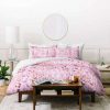 Duvet Cover Bedding Sets * | Deals Deny Designs Schatzi Brown Jungle Cat Duvet Set Deny Deigns Pink