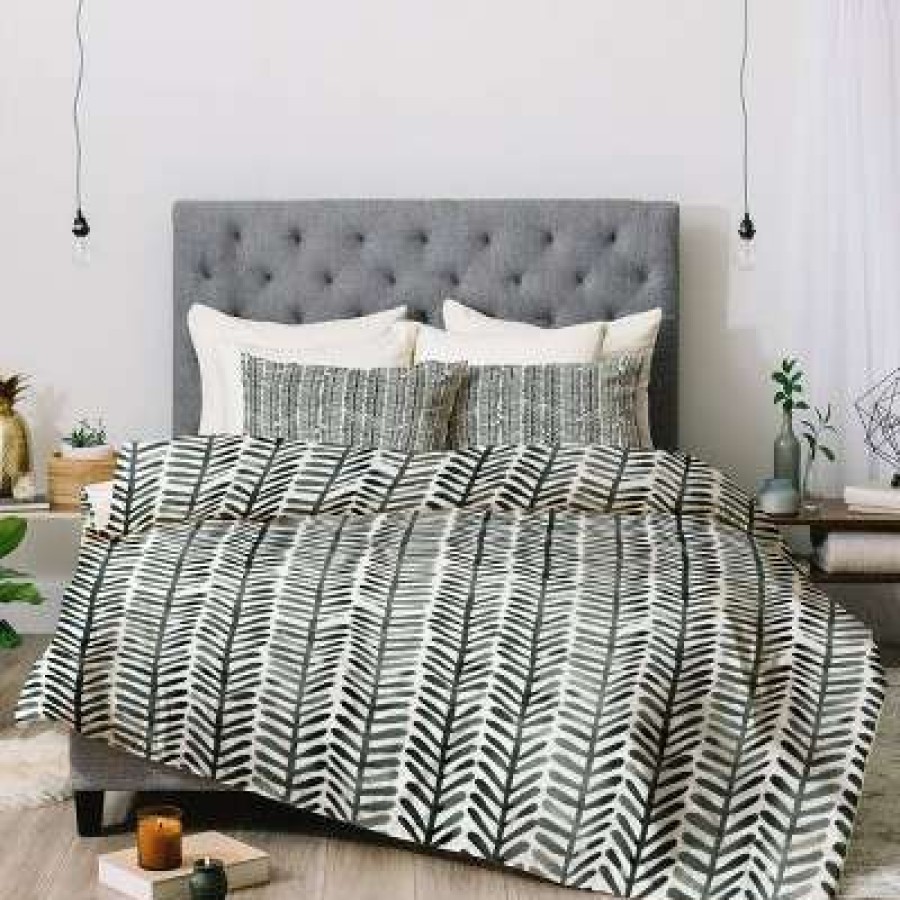 Comforter Bedding Sets * | Cheapest Dash And Ash Herring Comforter Set Deny Designs Black/White