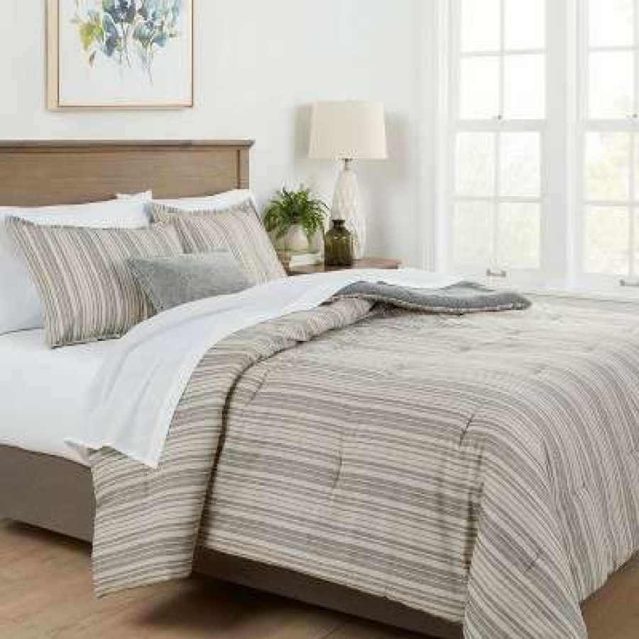 Comforter Bedding Sets * | Outlet Rangeley Stripe Comforter Set With Sheets Threshold Gray