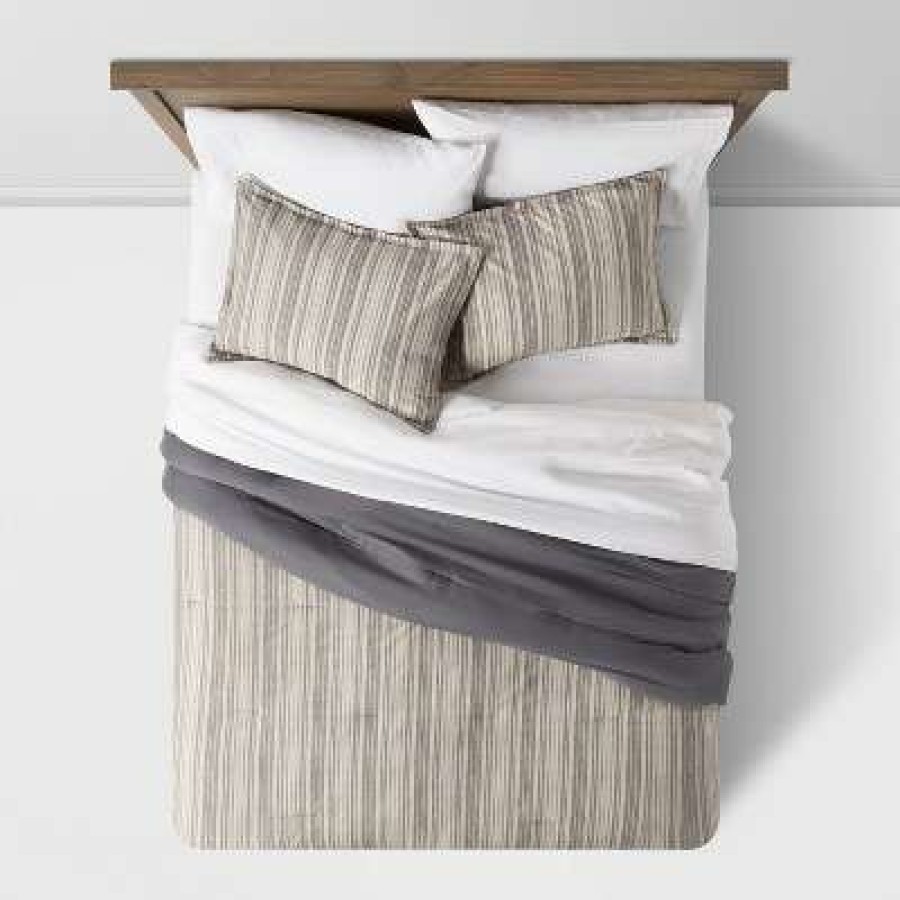 Comforter Bedding Sets * | Outlet Rangeley Stripe Comforter Set With Sheets Threshold Gray