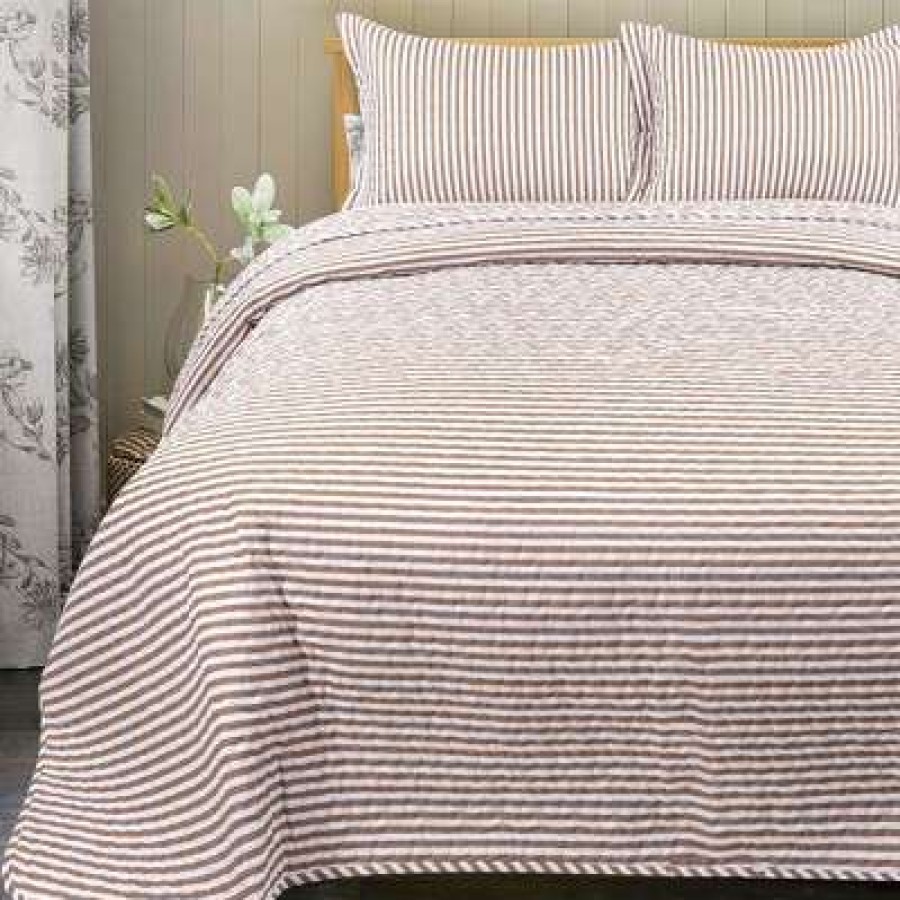 Bedspread Bedding Sets * | Hot Sale 3 Pieces Stripe Lightweight Comfortable Polyester Coverlet Bedspread Set Piccocasa