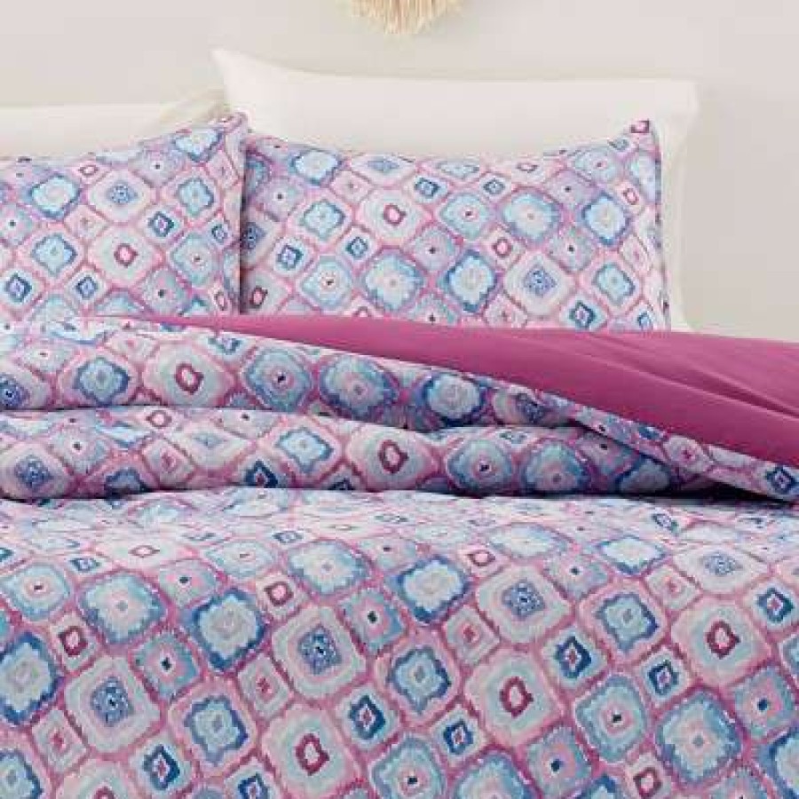 Comforter Bedding Sets * | Top 10 Leah Comforter Set Ivory Ella Bright Purple