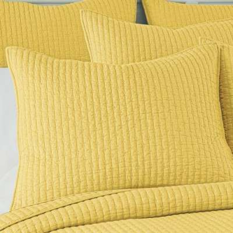 Quilt Bedding Sets * | Outlet Cross Stitch Charcoal Quilt Set Levtex Home Yellow