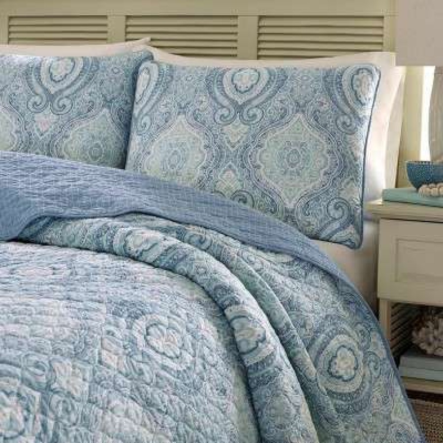 Quilt Bedding Sets * | Buy Full/Queen Turtle Cove Quilt & Sham Set Turquoise/Aqua Tommy Bahama