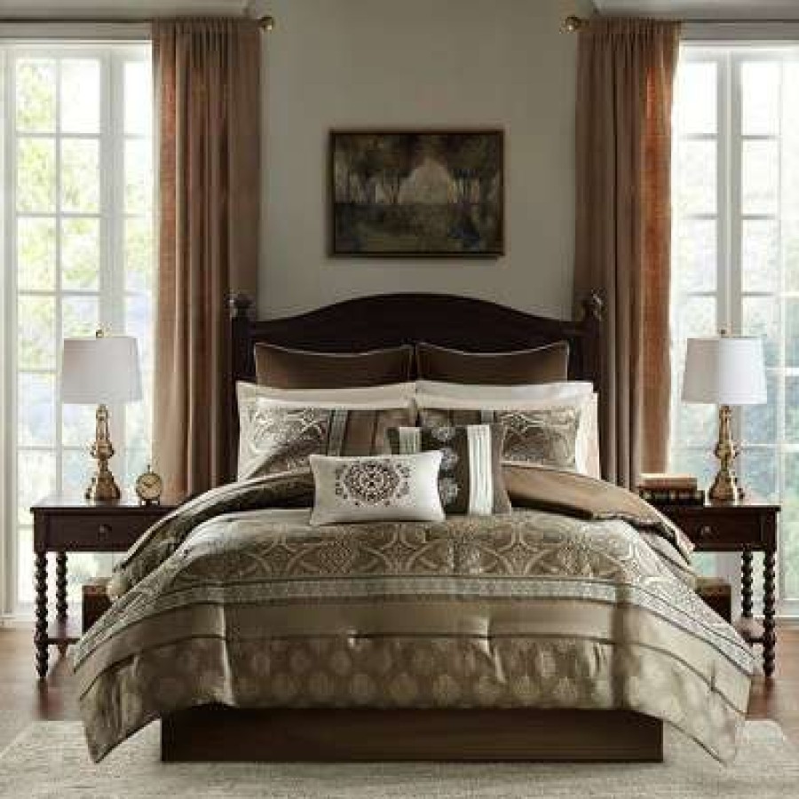 Comforter Bedding Sets * | Best Reviews Of Madison Park Dennie 16Pc Jacquard Bedding Set