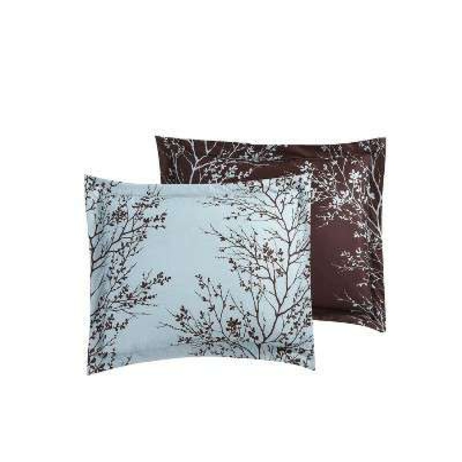 Comforter Bedding Sets * | Budget 8Pc Leaf Bed In A Bag Comforter Set Blue & Chocolate Vcny Home