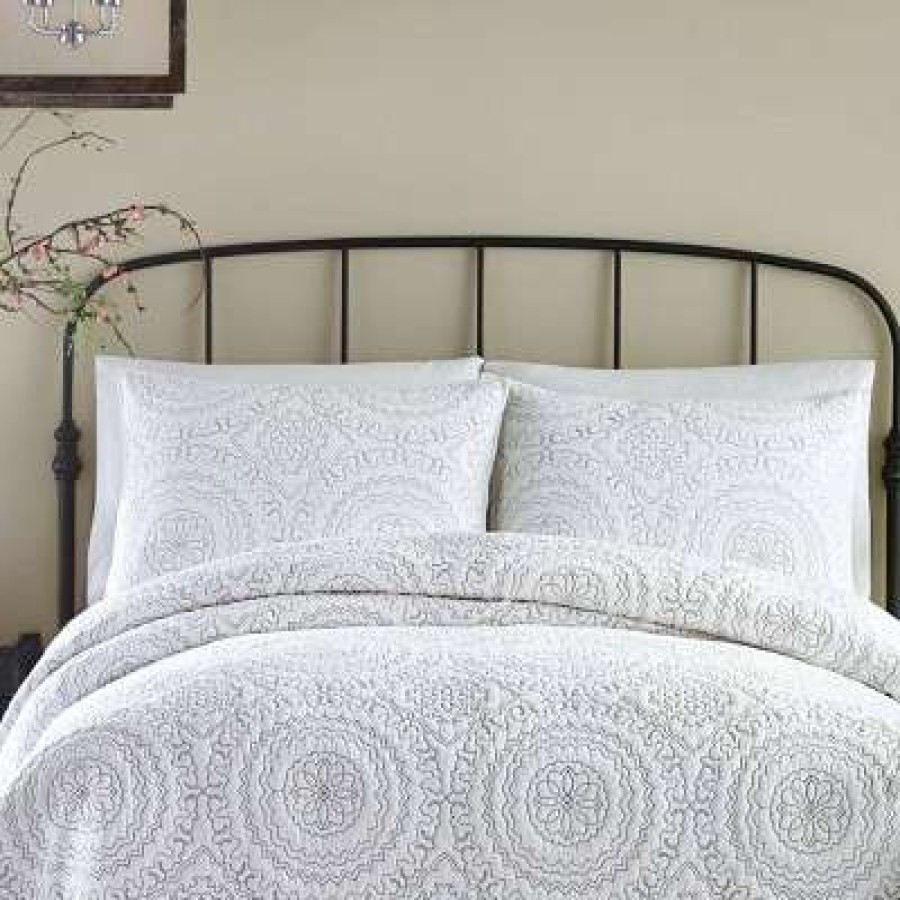 Bedding Collections * | Cheapest Jessica Simpson Gray/White Medallion Bedding Collection