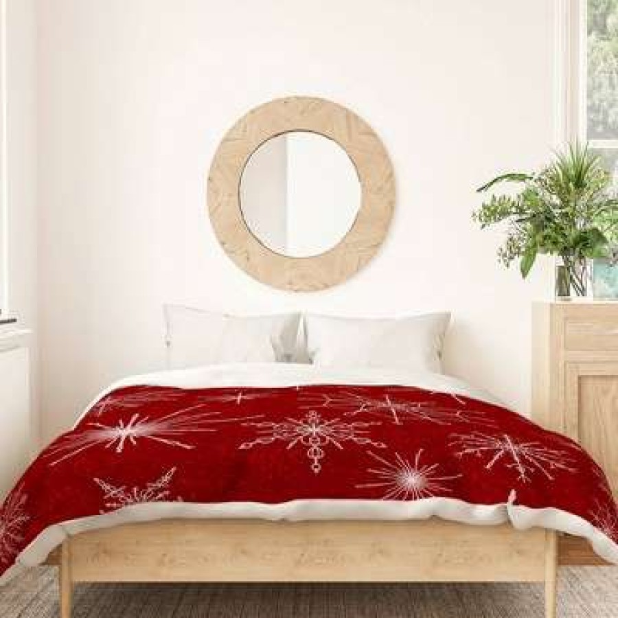 Duvet Cover Bedding Sets * | Coupon Jacqueline Maldonado Snowflakes Duvet Cover & Sham Set Deny Designs Red