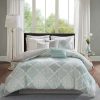 Comforter Bedding Sets * | Best Reviews Of Madison Park Sidnee Cotton Sateen Comforter Set 9Pc Aqua