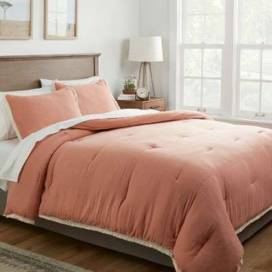 Comforter Bedding Sets * | Promo Cotton Tassel Border Comforter & Sham Set Threshold