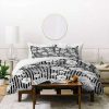 Duvet Cover Bedding Sets * | Buy Ninola Design Flowers And Stripes Duvet Set Deny Designs Black/White