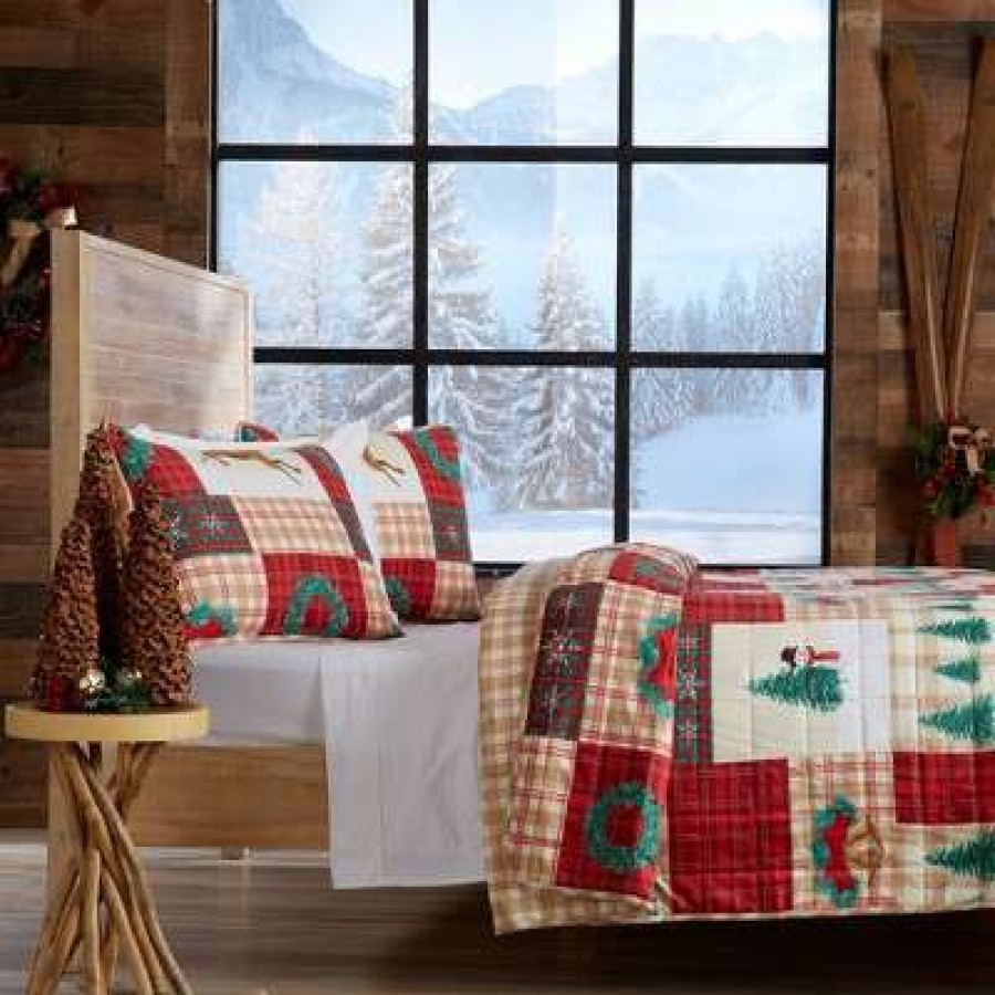 Quilt Bedding Sets * | Best Deal Great Bay Home Reversible Christmas 3-Piece Quilt Set With Shams Holiday Homestead Collection