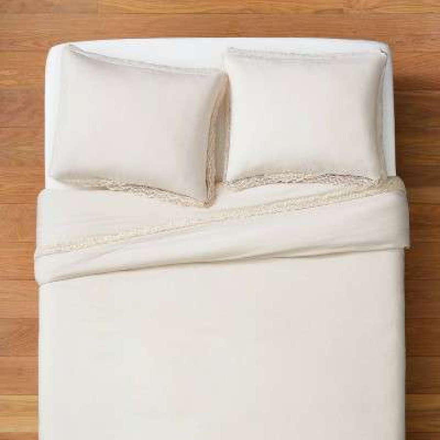 Duvet Cover Bedding Sets * | Top 10 Threshold Designed W/Studio Mcgee Lace Border Cotton Slub Duvet & Sham Set Threshold Designed With Studio Mcgee