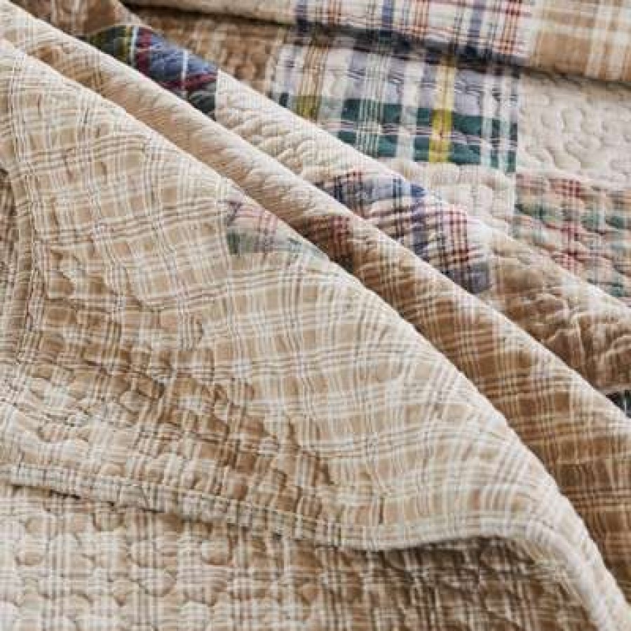 Quilt Bedding Sets * | Wholesale Oxford Quilt & Sham Set Beige/Blue Greenland Home Fashions