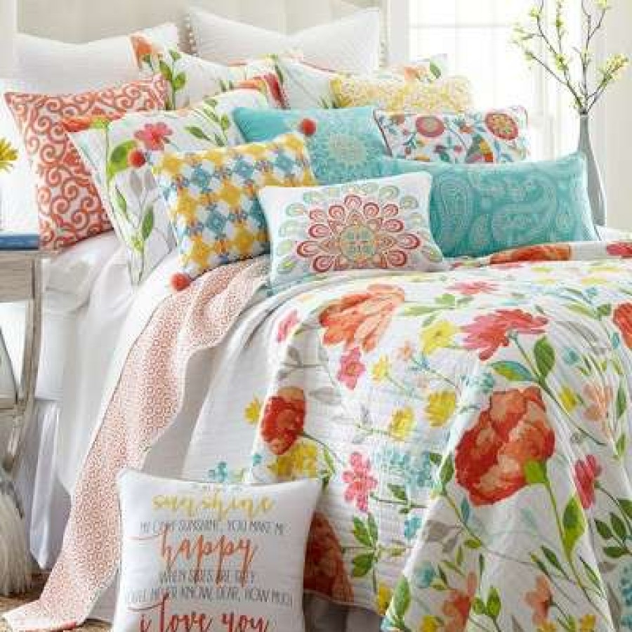 Quilt Bedding Sets * | Brand New Laurel Coral Quilt And Pillow Sham Set Levtex Home