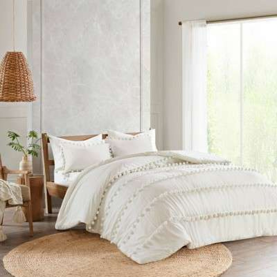 Comforter Bedding Sets * | Brand New Madison Park Elly Pom Pom Cotton Comforter Set