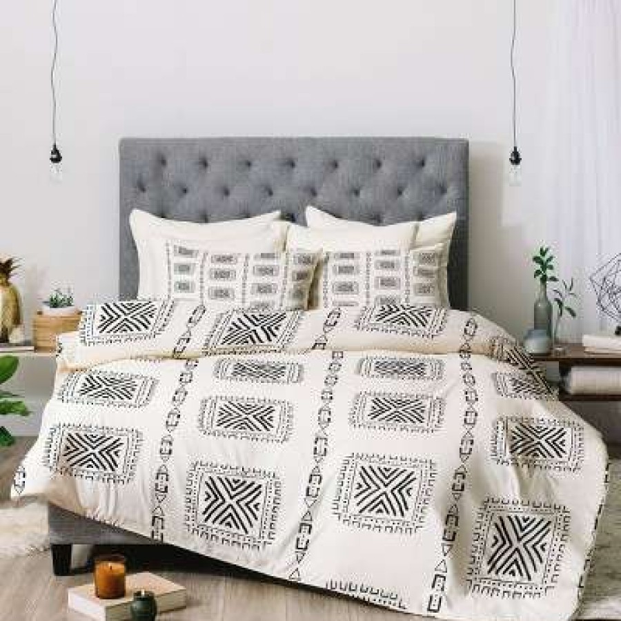 Comforter Bedding Sets * | Hot Sale Schatzi Brown Mudcloth Comforter Set Deny Designs Black/White