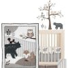 Quilt Bedding Sets * | Best Pirce Lambs & Ivy Woodland Forest Animal Nursery 5-Piece Baby Crib Bedding Set Gray