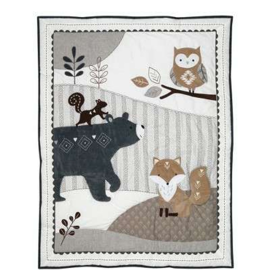 Quilt Bedding Sets * | Best Pirce Lambs & Ivy Woodland Forest Animal Nursery 5-Piece Baby Crib Bedding Set Gray