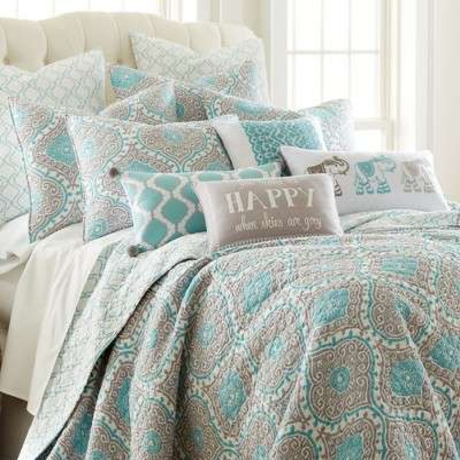 Quilt Bedding Sets * | Hot Sale Gramercy Teal Quilt And Pillow Sham Set Levtex Home