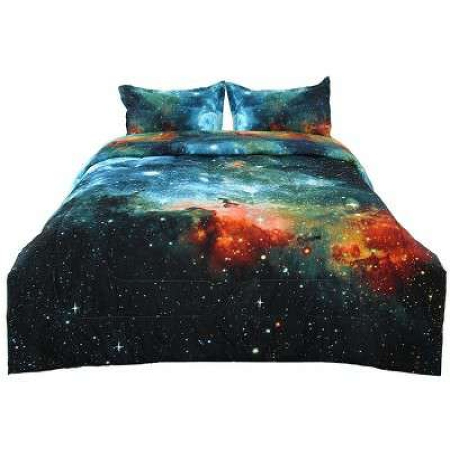 Comforter Bedding Sets * | Wholesale Full/Queen Polyester Galaxies All-Season 3D Printed Space Themed Bedding Sets Piccocasa Blue