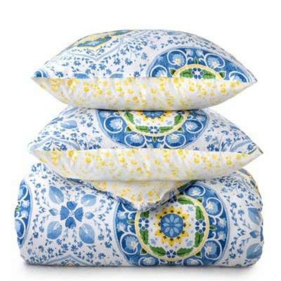 Comforter Bedding Sets * | Brand New Aria Cotton Percale Comforter Set Martha Stewart Blue