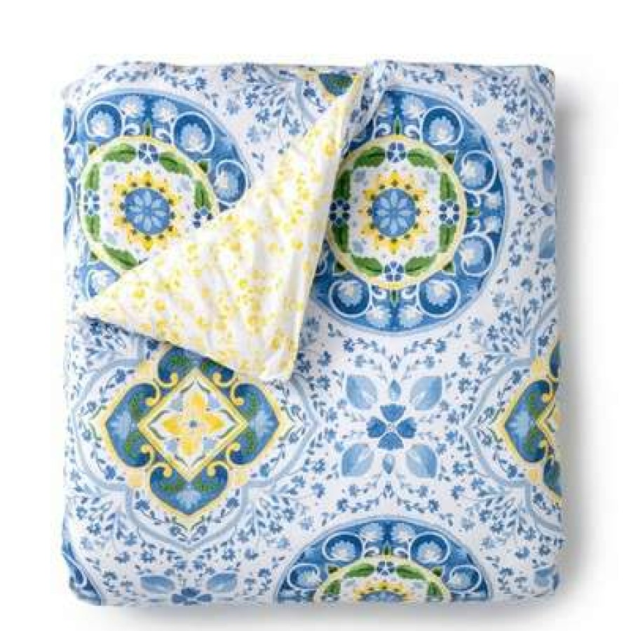 Comforter Bedding Sets * | Brand New Aria Cotton Percale Comforter Set Martha Stewart Blue