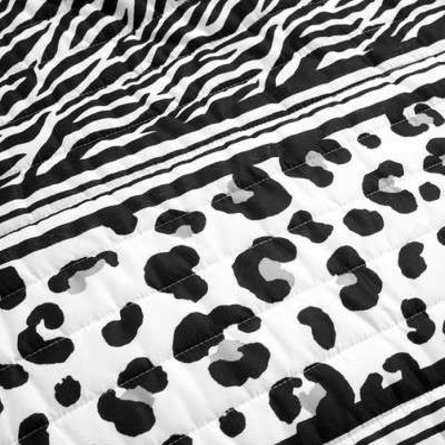 Quilt Bedding Sets * | Outlet Lush Decor 3Pc Animal Global Quilt Set Black/White Lush Decor