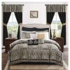 Comforter Bedding Sets * | Brand New Madison Park Black Tracy Jacquard Comforter Set (Queen) 24Pc