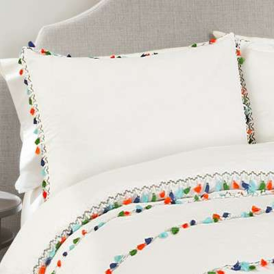 Quilt Bedding Sets * | Top 10 Lush Decor White Boho Tassel Comforter Set Lush Decor