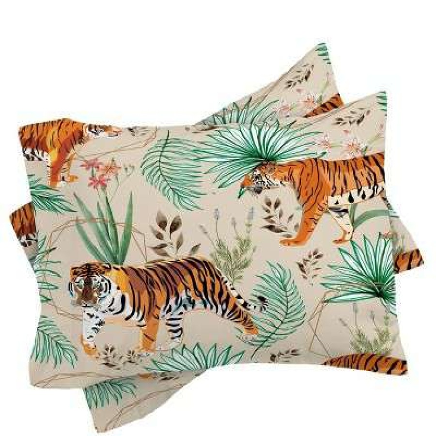 Duvet Cover Bedding Sets * | Best Pirce Deny Designs 83 Oranges Tropical And Tigers Duvet Set Green