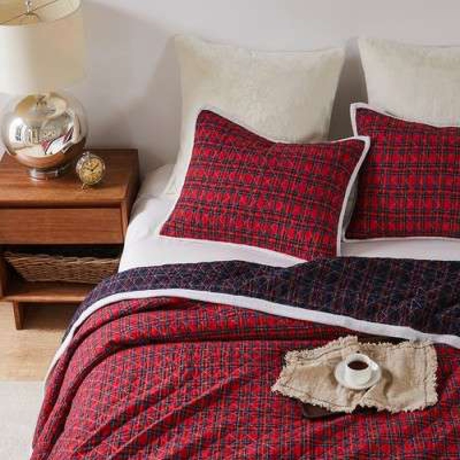 Quilt Bedding Sets * | Best Reviews Of Plaid Fur Quilt Set One Twin Quilt And One Standard Sham Levtex Home