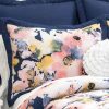 Comforter Bedding Sets * | Hot Sale Lush Decor Full/Queen 7Pc Floral Watercolor Comforter Set Blue Lush Decor