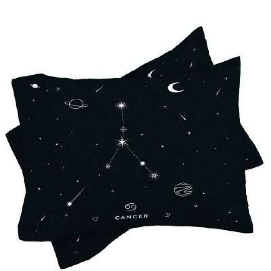 Coverlet Bedding Sets * | Buy Cuss Yeah Designs Cancer Star Constellation Comforter Set Deny Designs Black