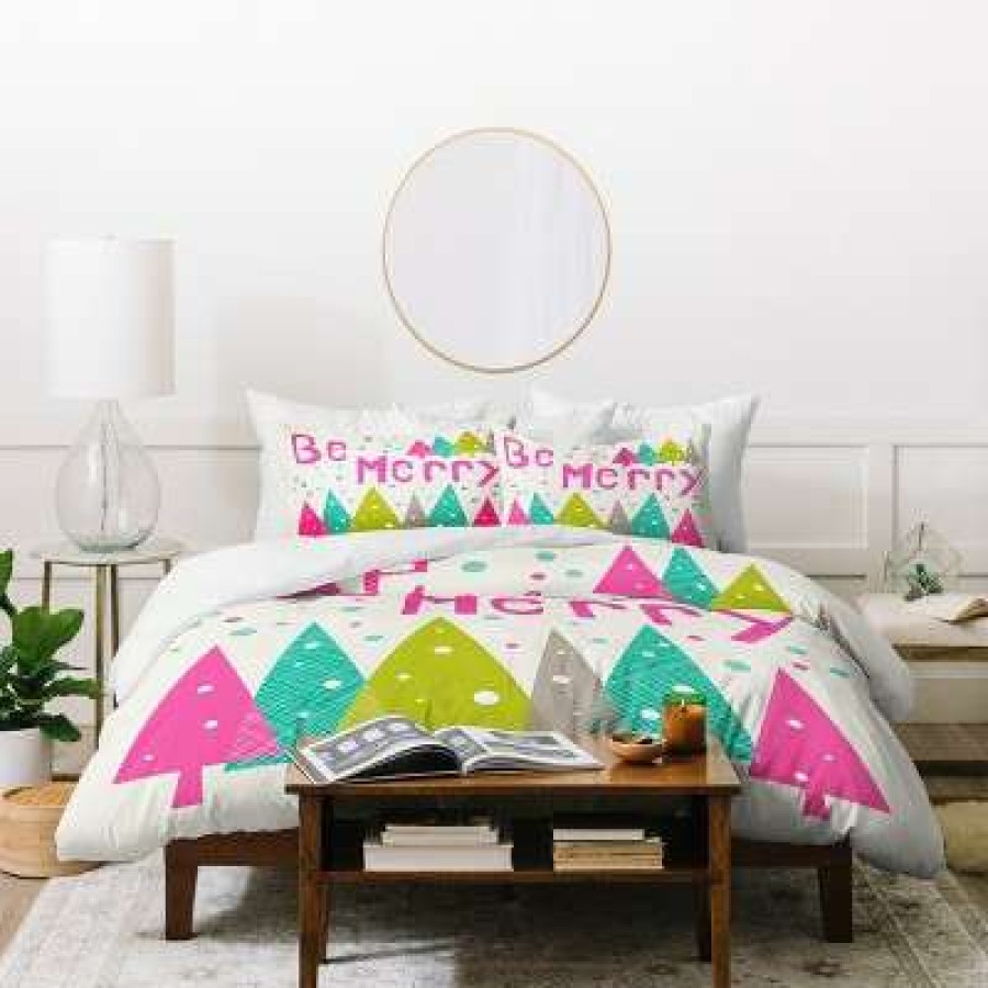 Duvet Cover Bedding Sets * | Best Pirce Heather Dutton Be Merry Duvet Cover Set Pink Deny Designs