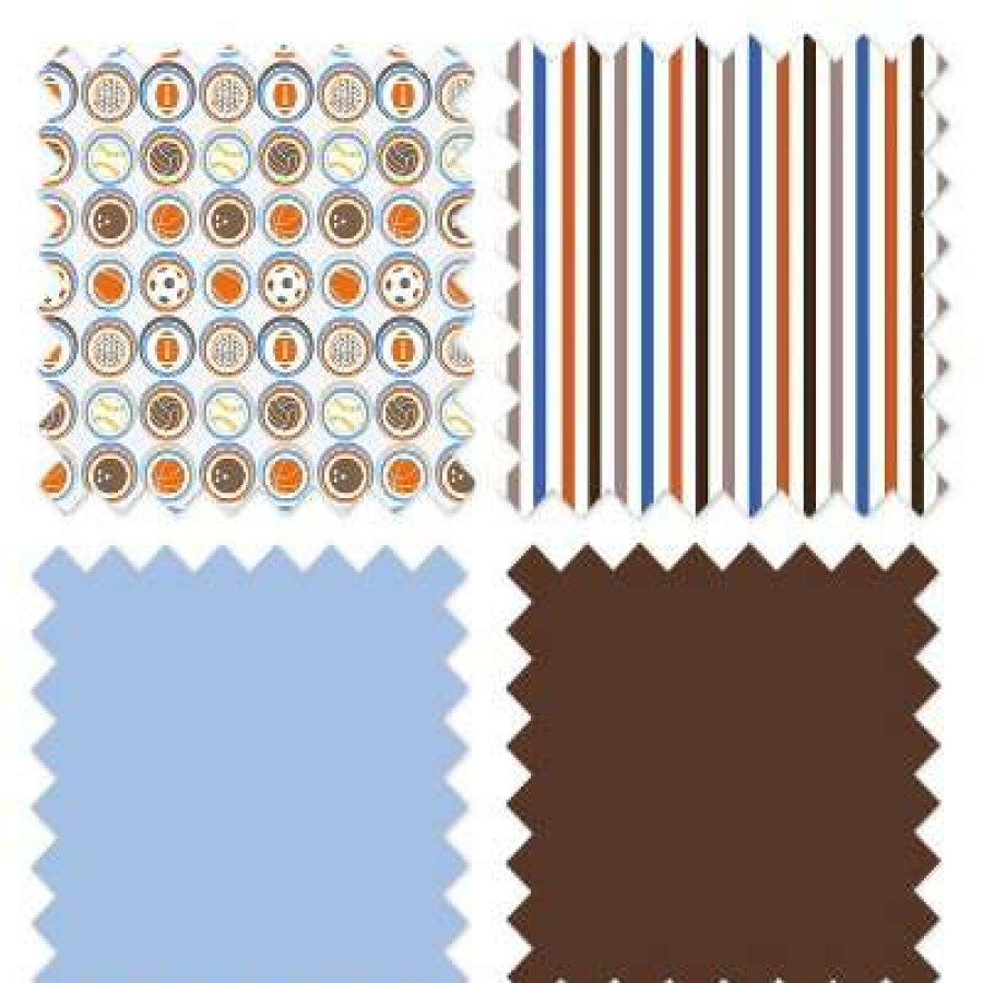 Comforter Bedding Sets * | Top 10 Bacati Mod Sports Blue Orange Chocolate 4 Pc Toddler Bedding Set