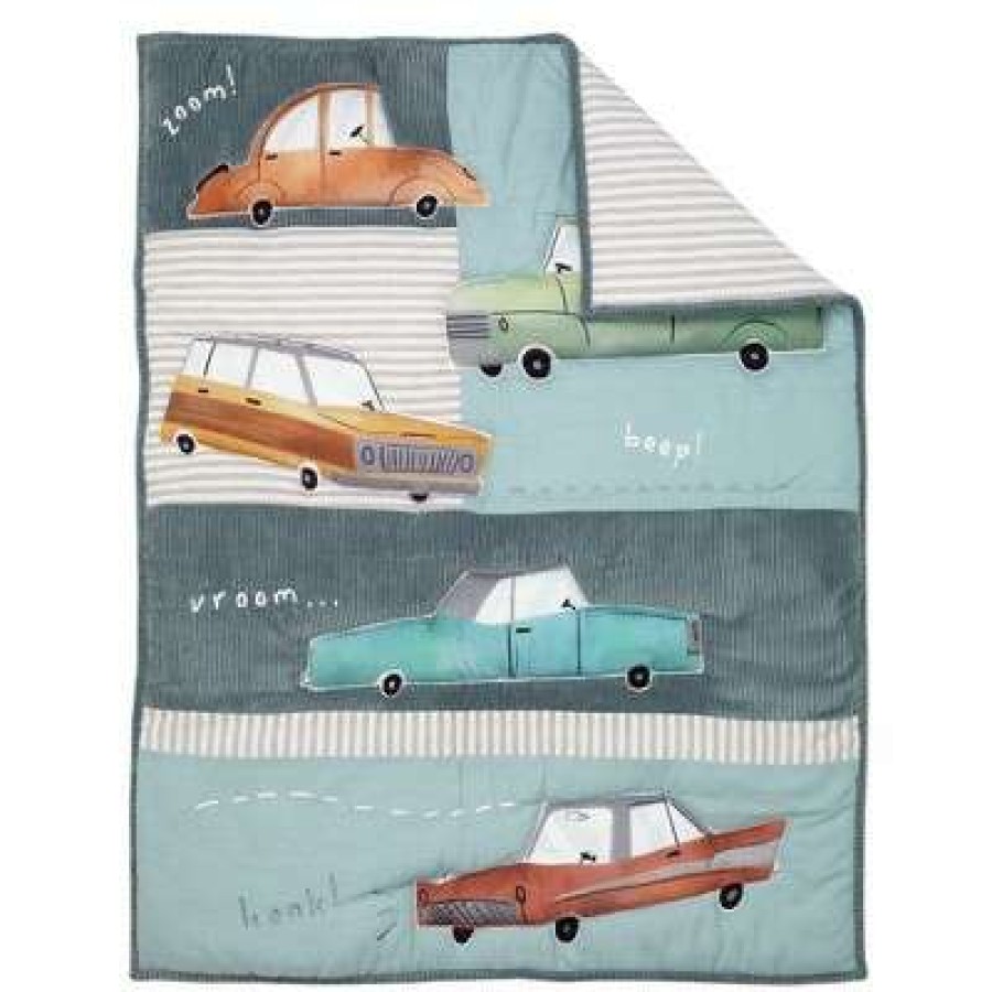 Quilt Bedding Sets * | Best Deal Lambs & Ivy Baby Car Tunes 4-Piece Nursery Crib Bedding Set Blue