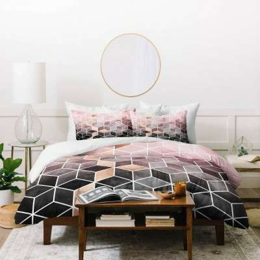 Duvet Cover Bedding Sets * | Hot Sale Elisabeth Fredriksson Gradient Cubes Duvet Set Deny Designs Pink