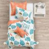 Quilt Bedding Sets * | Discount Lush Decor Coastal Reef Feather Reversible Quilt Set Blue/Coral Lush Decor