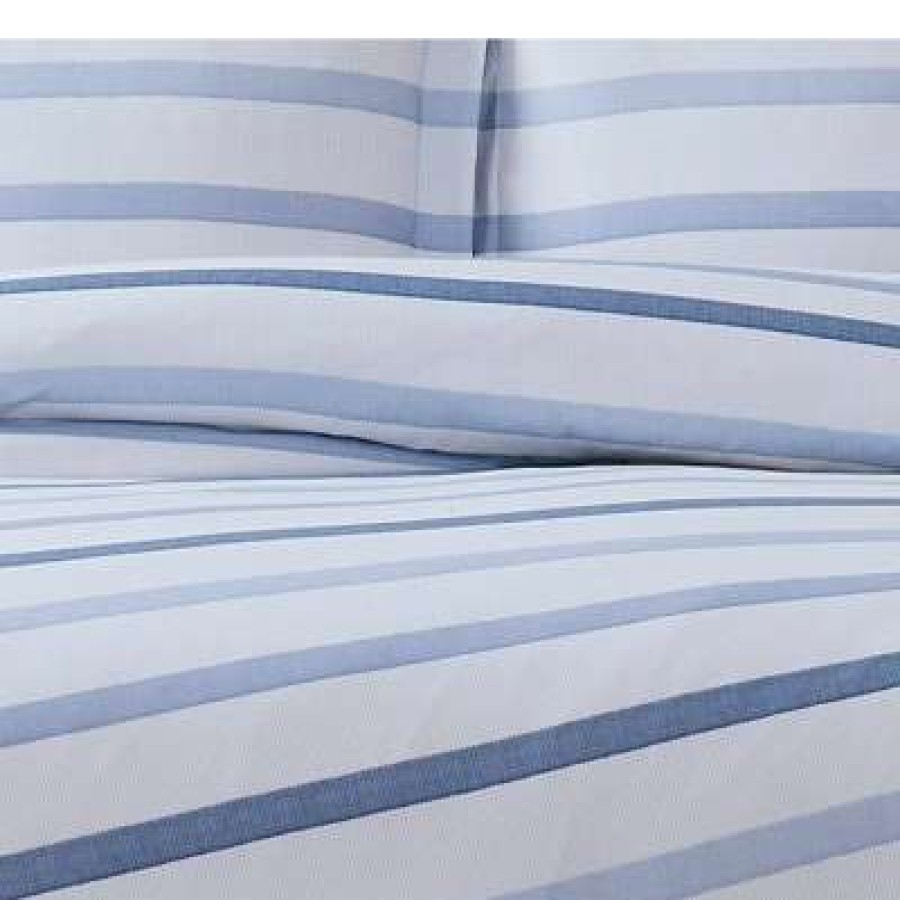 Comforter Bedding Sets * | Brand New Waffle Stripe Comforter Set Blue/White Truly Soft